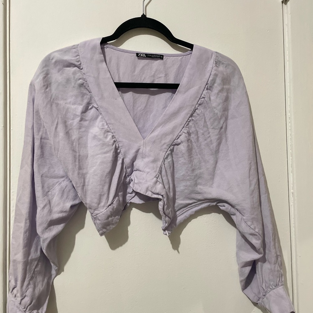 Zara Light Purple V-Neck Blouse